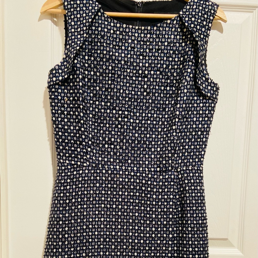 Banana Republic Navy and White Strapless Patterned Dress
